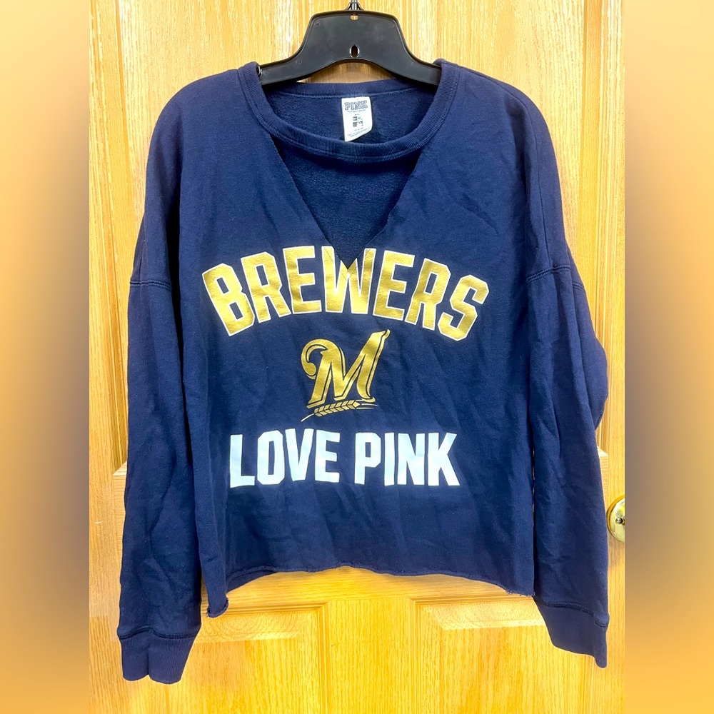 💙⚾️Victorias Secret Pink Brewers CrewNeck